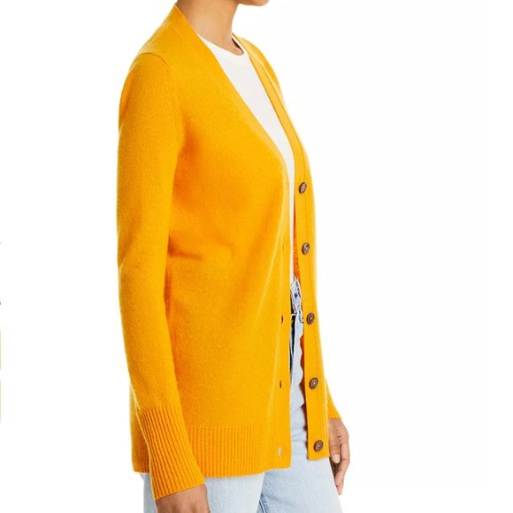 C by Bloomingdale's Cashmere Grandfather Cardigan-100% Cashmere-gold-NWT - Picture 3 of 6